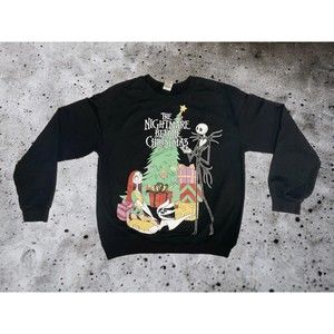 Disney The Nightmare Before Christmas Black Sweatshirt Sweater Pullover Size‎ L